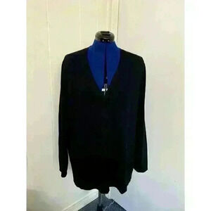 J Jill Black Wool Blend Button Up Cardigan Size large Career Lagenlook Casual